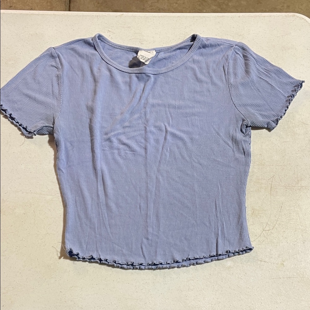 Blue Ribbed Women's Top